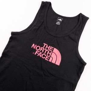 The North Face Ribbed Tank Top Pink Logo Womens L